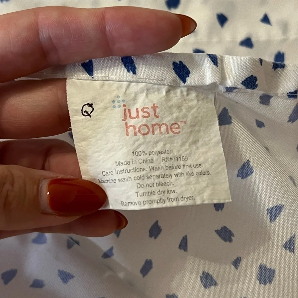 Just Home White and Navy Dots Queen Size Flat Single Sheet
